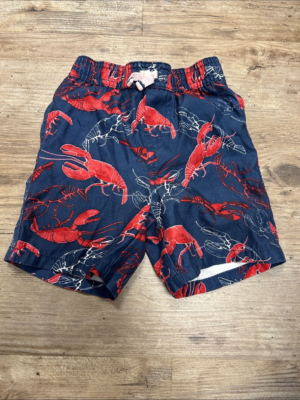 4/$20 GAP Navy and Red Lobster Print Swim Shorts Sz 6-12 mths